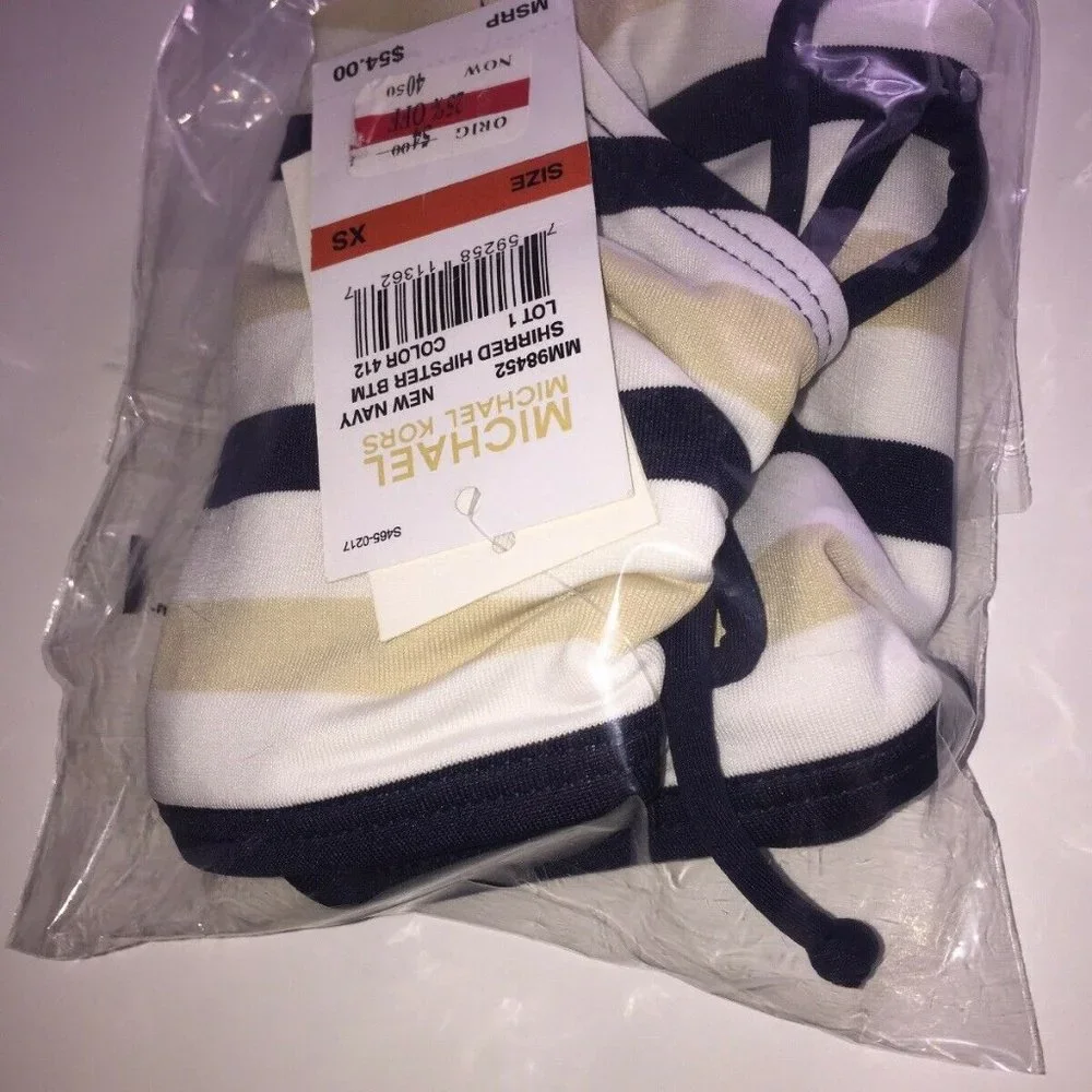 Michael Kors Women's XS Striped Hipster Bikini Bottom Retail $54.00